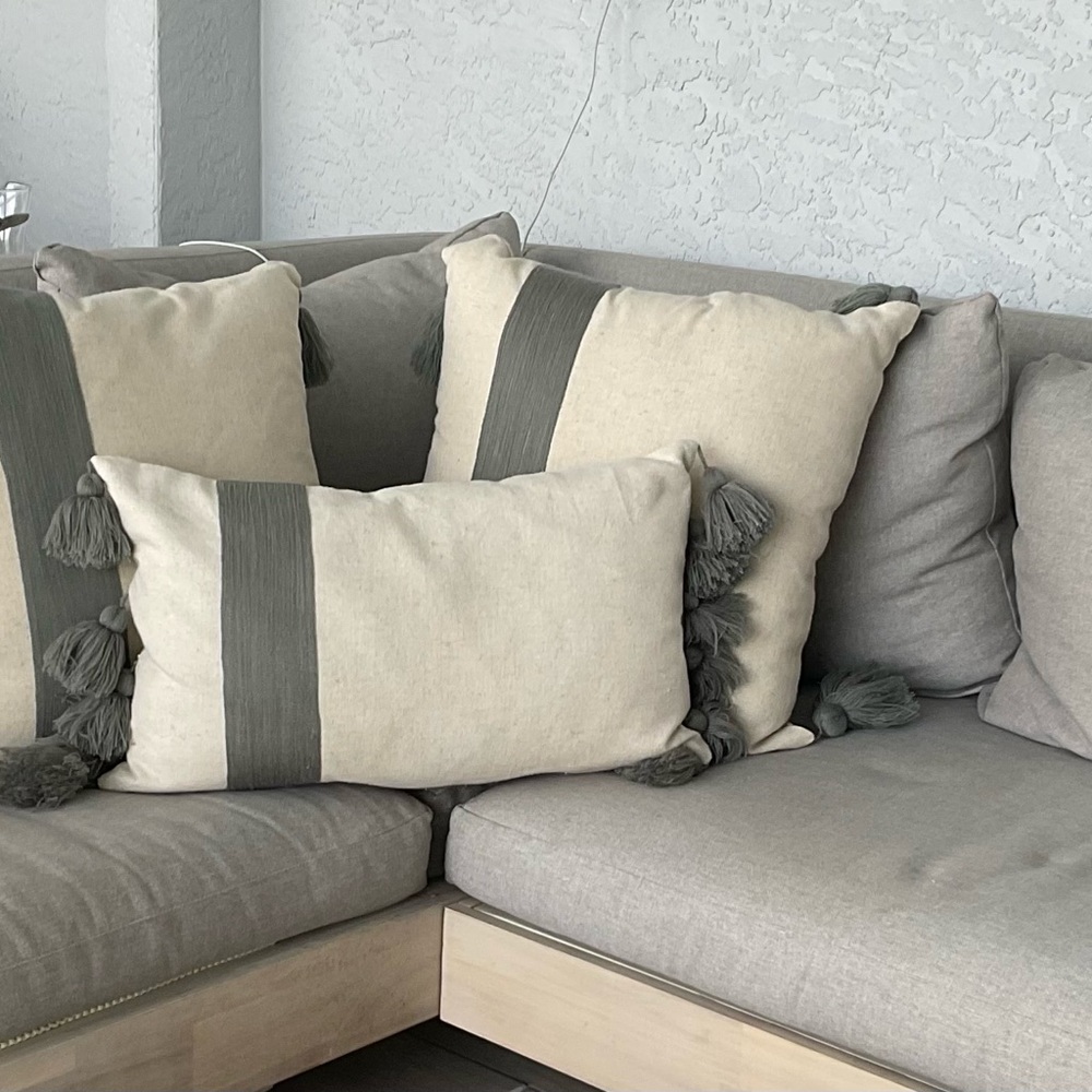 Outdoor/indoor embroidered Throw Pillows w/tassels